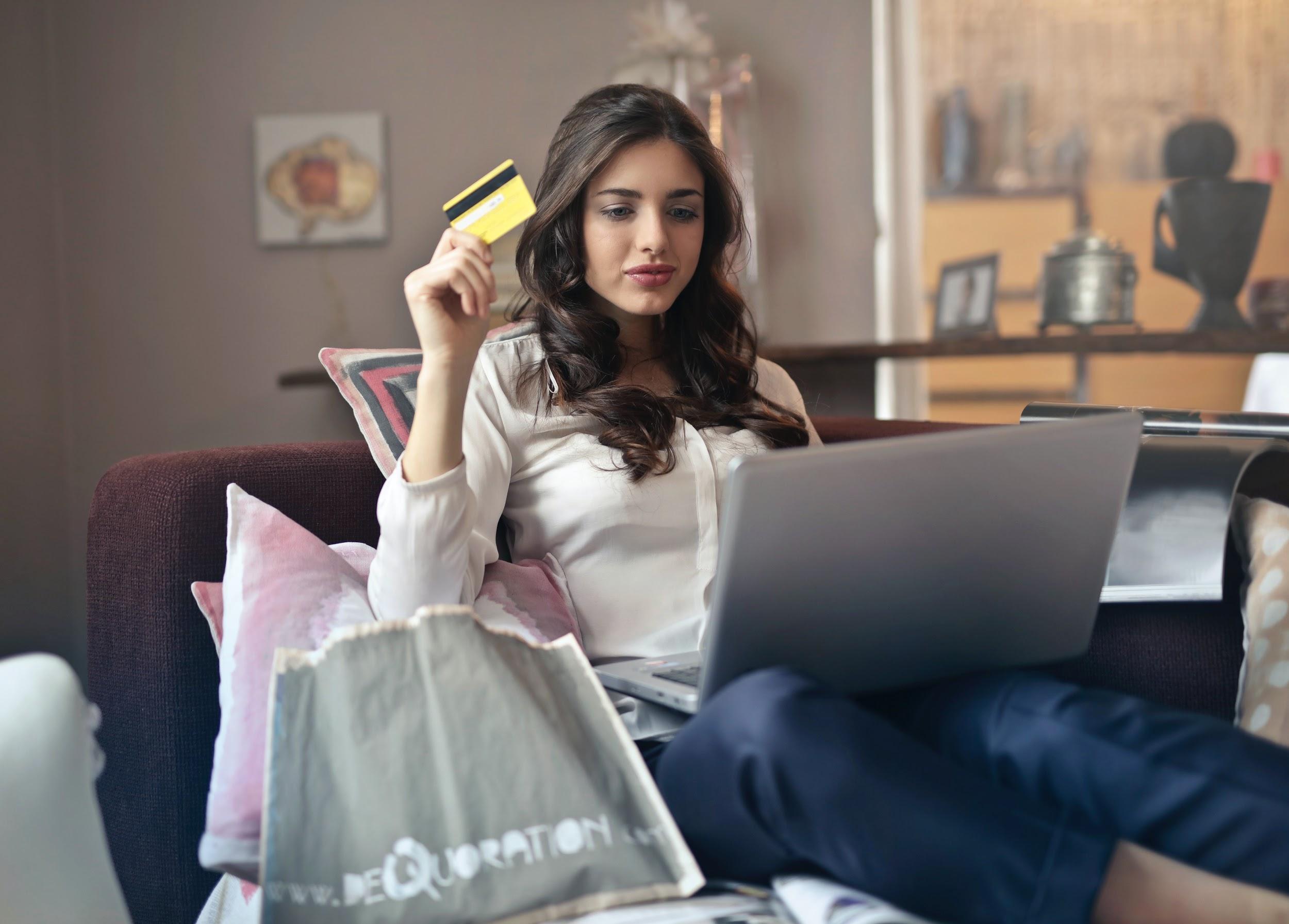Online shopper enjoying the benefits of ecommerce during coronavirus lockdown.