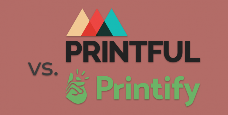 Bold text reading “Printful vs. Printify”