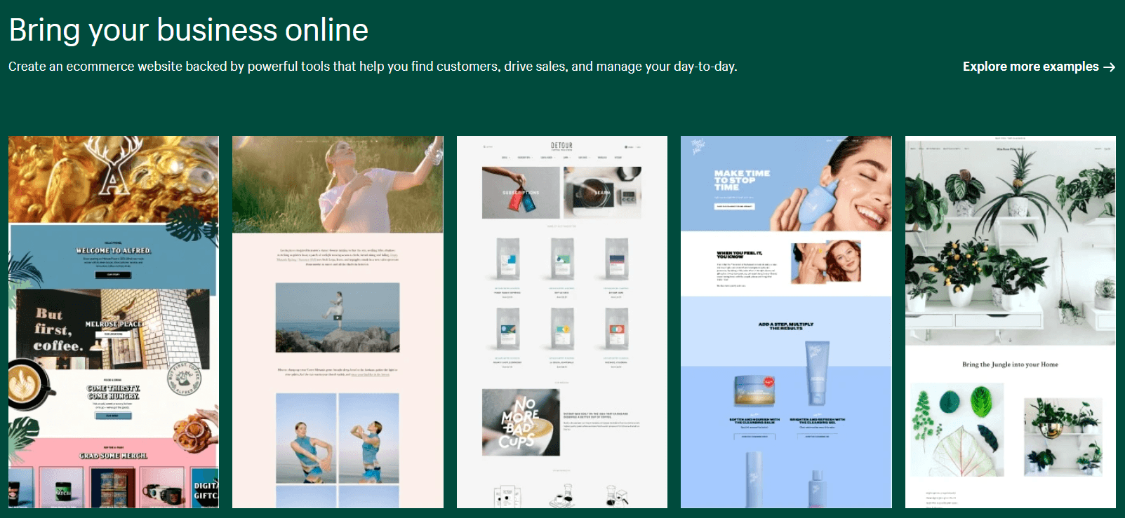 Shopify.co.uk screenshot showing its page design. 